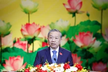 党書記長のトー・ラム氏が第11回全国愛国競争大会で演説する様子（写真：VNA）