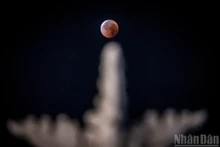 ハノイの空に現れた珍しい「ブラッドムーン」月食を観賞