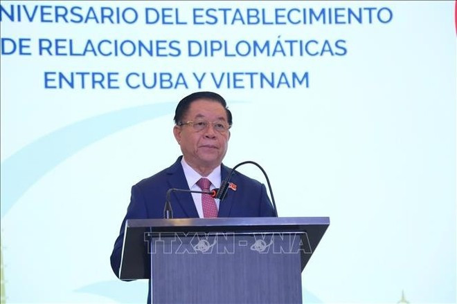 グエン・チョン・ギア大将（政治局員、党中央委員会書記、ベトナム人民軍総政治局長官）が式典で発言する様子（写真：VNA）