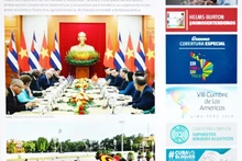 キューバ共産党の機関紙「グランマ」は、キューバ人民権力全国会議議長 兼 国家評議会議長であるエステバン・ラソ・エルナンデス氏のベトナム訪問を称賛した。（写真：VNAよりスクリーンショット）