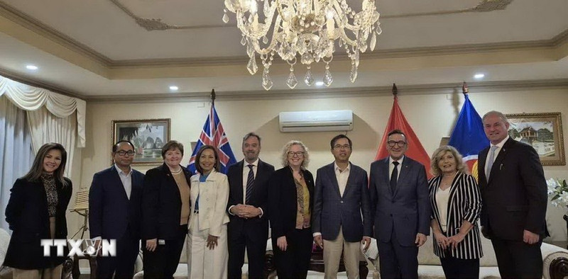 駐オーストラリア・ベトナム大使のファム・フン・タム氏（右から4人目）と、オーストラリア下院副議長のシャロン・クレイドン氏（右から5人目）、およびオーストラリア・ベトナム友好議員連盟の主要メンバーたち（写真：VNA）