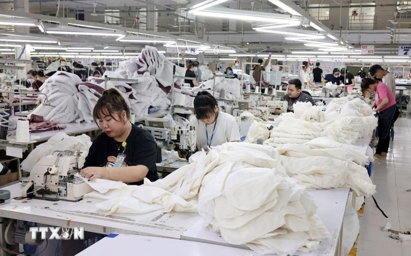 輸出向け衣料の縫製作業（写真：チャン・ヴィエット／VNA）