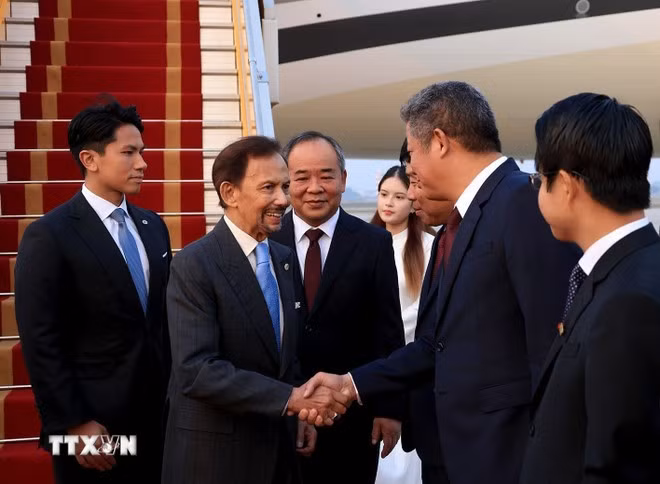 ブルネイのハサナル・ボルキア国王が11月30日午後、ハノイに到着した。（写真：VNA）