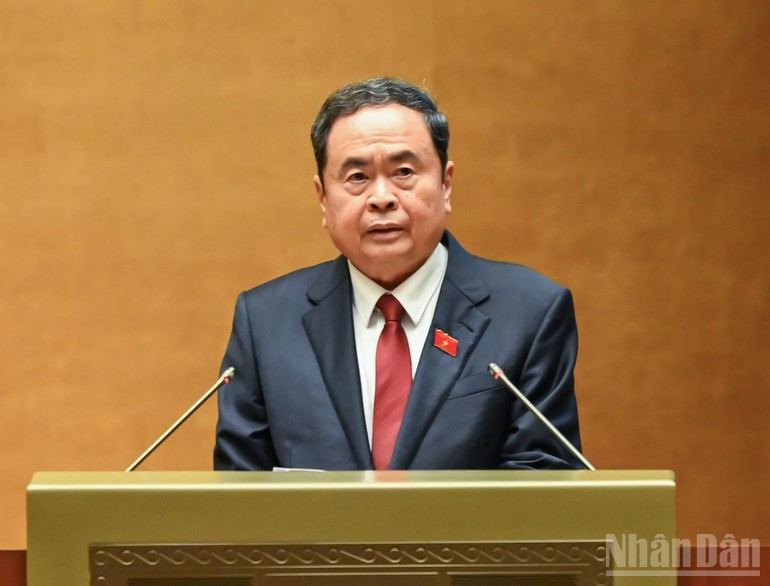 国会議長のチャン・タイン・マン氏が第15期国会第10回会議で発言。（写真：NDO）