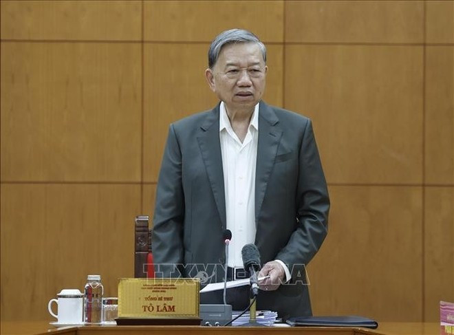 会議で発言するトー・ラム党書記長（写真：VNA）