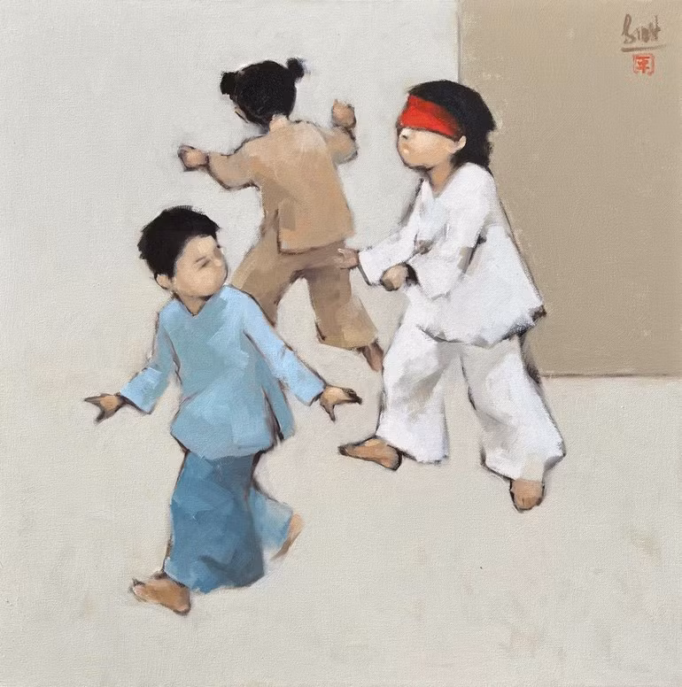 グエン・タイン・ビン作「かくれんぼ」油彩／カンバス 80×95cm